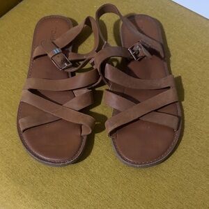 Toms Tan Leather Strappy Sandals